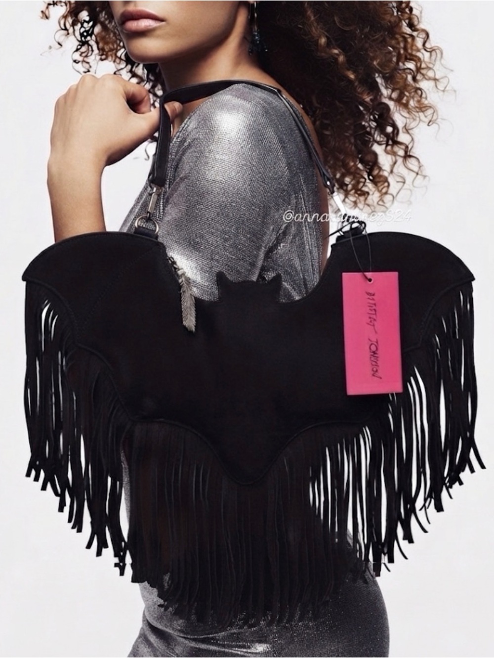 NWT ⚜️🖤⚜️ BETSEY JOHNSON VIRAL WINGIN IT BLACK BAT SHOULDER BAG - Picture 3 of 10